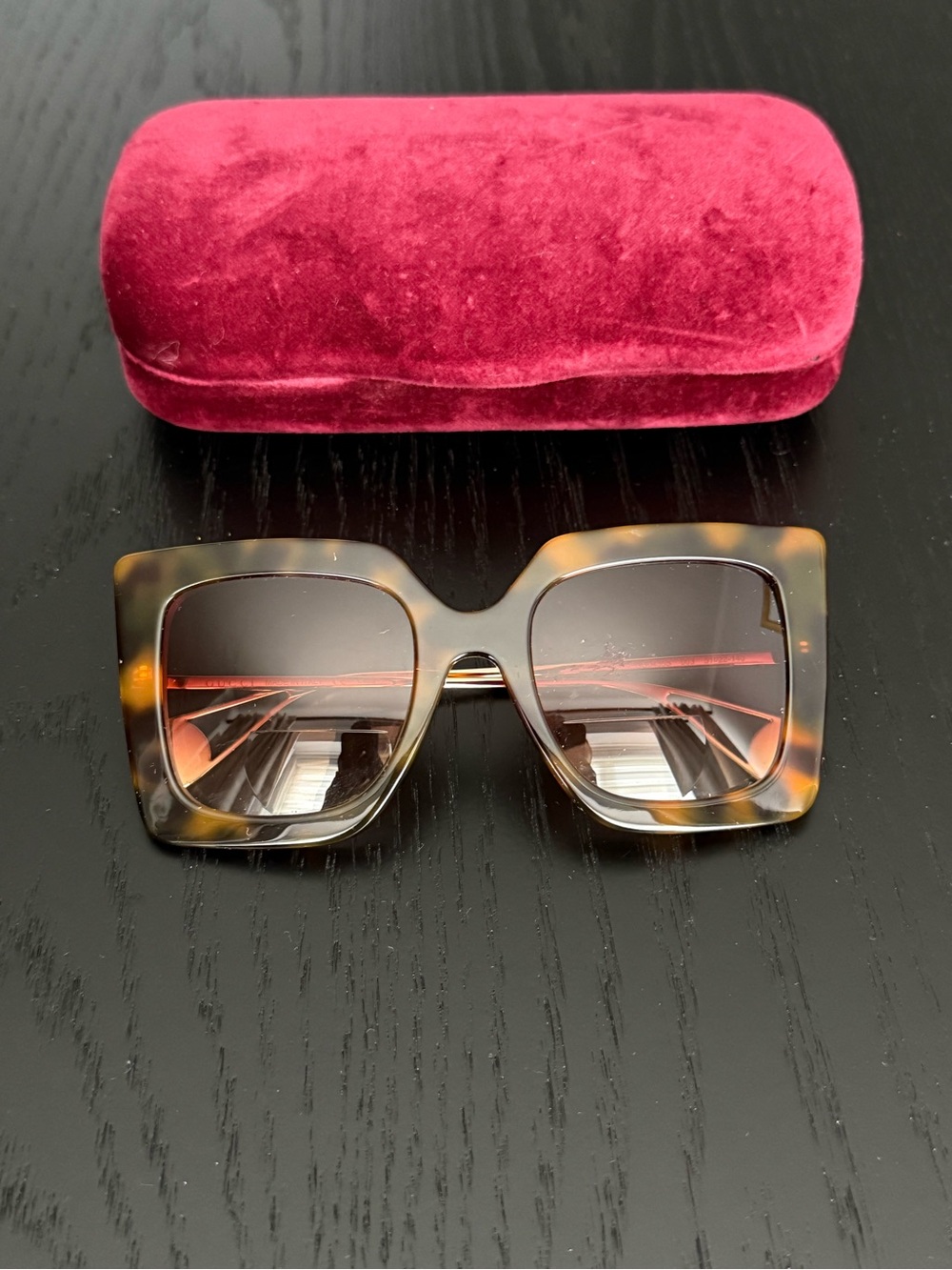 Gucci Oversized Square Tortoiseshell Prescription Sunglasses